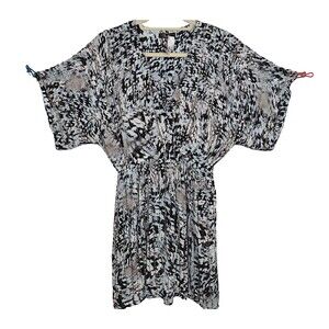 PARKER Nole Animal Print Beaded Dolman Sleeve Faux Wrap Mini Dress Size XS